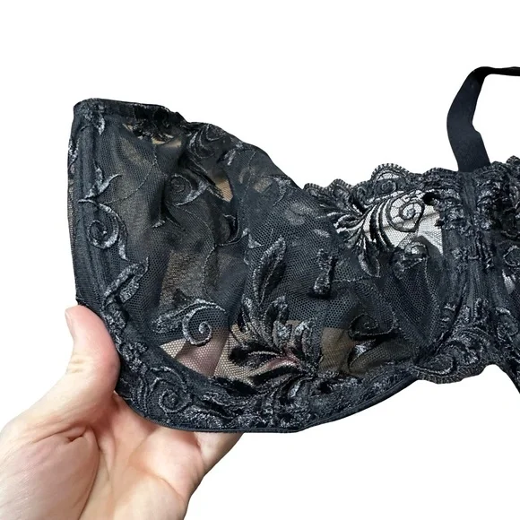Soma Black Sensuous Lace Unlined Bra Size 38DDD Sexy Comfy - Picture 6 of 7